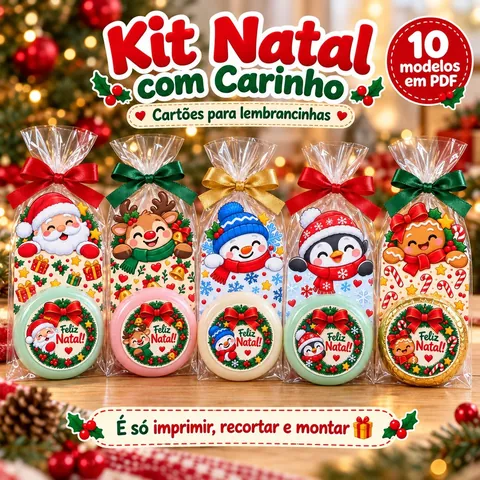 Cartões e adesivos natalinos para sabonetes: 10 modelos em PDF para imprimir
